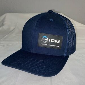 ICM Solutions Navy Snapback Mesh Trucker Hat Rubber Patch Underground Mining